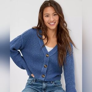 American Eagle Cropped Blue Cardigan size Small